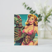Beach Zombie Girl Postkarte (Stehend Vorderseite)