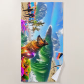 Beach Zuhause Beach German Shepherd Dog Strandtuch (Vorderseite)
