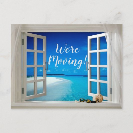 Beach Zuhause Ocean Seashell Adressänderung Ankündigungspostkarte (Vorderseite)