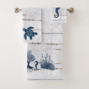 Beach Zuhause Watercolor Seepferd Schildkröten Ko Badhandtuch Set