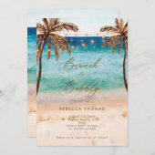 Beachbrunch & Bubbly Brautdusche Einladung (Vorne/Hinten)