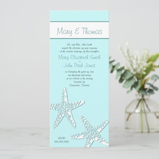 BeachClassy - Aquamarin Einladung (Stehend Vorderseite)