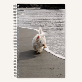Beachcombating Westie Foto 6x8 Notebook Notizblock