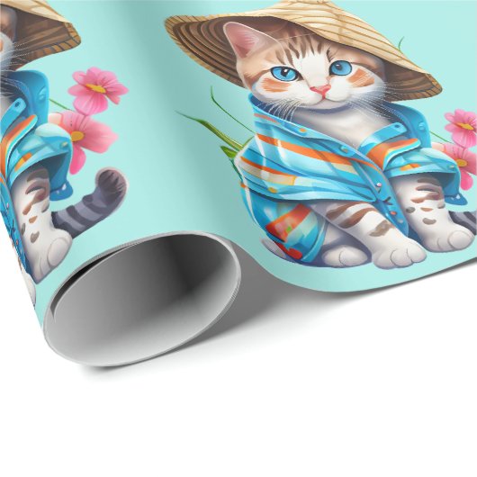 Beachcomber Cat Geschenkpapier (Rolleneckpunkt)
