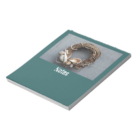 Beachcomber Shells Wreath Notepad Notizblock (Rotiert)