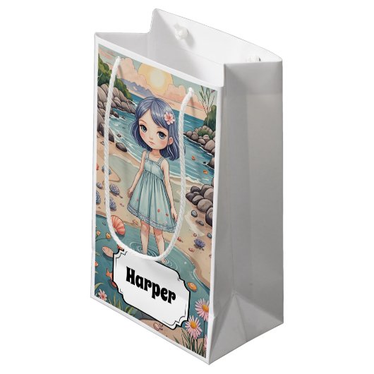 Beachcomber's Bliss Personalisiert Kleine Geschenktüte (Vorderseite Schrägansicht)