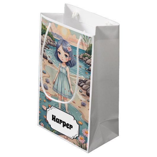 Beachcomber's Bliss Personalisiert Kleine Geschenktüte (Rückseite Schrägansicht)