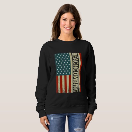 Beachcombing USA Flag 4th of July beachcomb beachc Sweatshirt (Vorne ganz)