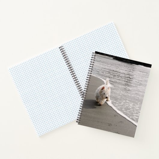 Beachcombing Westie Foto 8"x11" Spiral Notebook Notizblock (Innenseite)