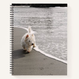 Beachcombing Westie Foto 8"x11" Spiral Notebook Notizblock