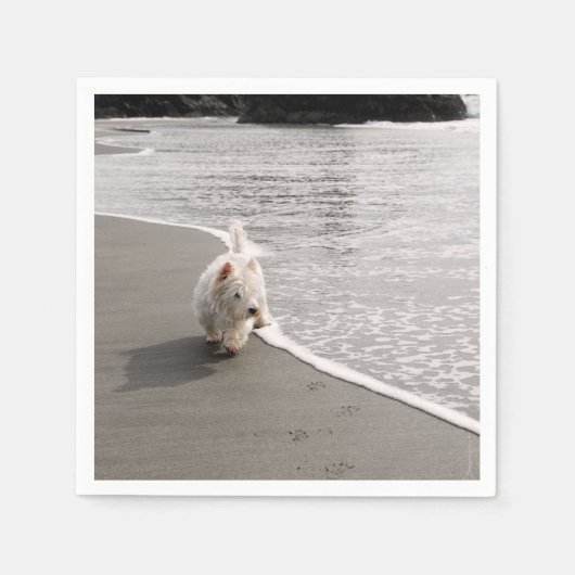 Beachcoming Westie Dog Foto Napkins Serviette (Vorderseite)