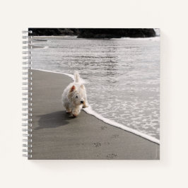 Beachcoming Westie Foto 8x8 Square Journal Notizblock