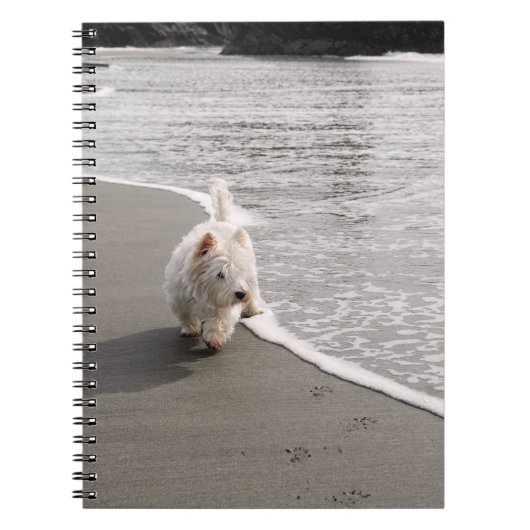 Beachcoming Westie Foto Spiral Notebook Notizblock (Vorderseite)