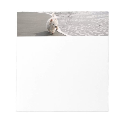 Beachcoming White Westie Dog Foto Stationery Notizblock (Vorderseite)