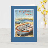 Beached Dinghy Vathers Day Card: Welsh Greeting Karte (Gelbe Blume)