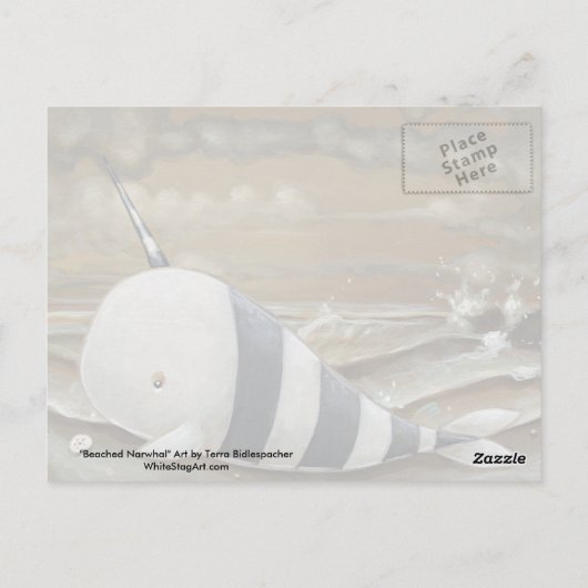 Beached Narwhal Fantasy Art Postcard Postkarte (Rückseite)