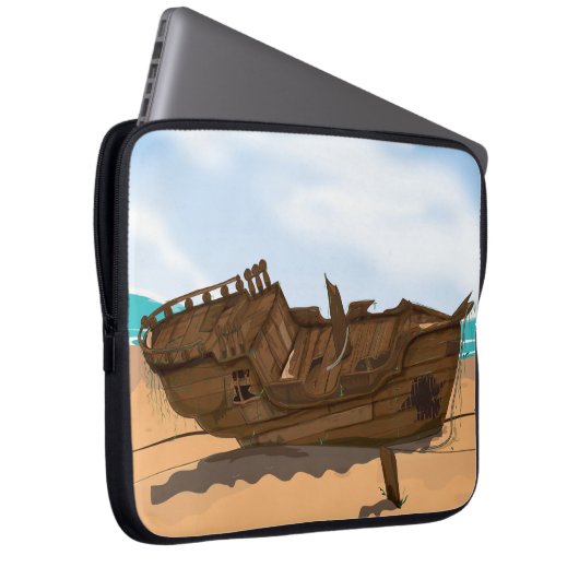 Beached Shipwreck Laptopschutzhülle (Vorne Rechts)