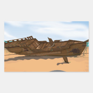 Beached Shipwreck Rechteckiger Aufkleber