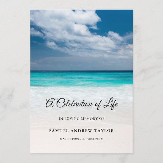 Beachfeier des Programms zur Beerdigung des Lebens Programm (Vorderseite)