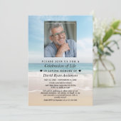 Beachfeier zum Foto der Beerdigung Einladung (Stehend Vorderseite)