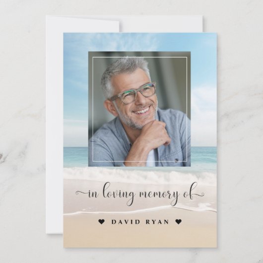 Beachfeier zum Foto der Beerdigung Einladung (Rückseite)