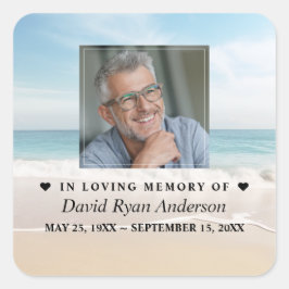 Beachfeier zum Foto der Beerdigung Quadratischer Aufkleber