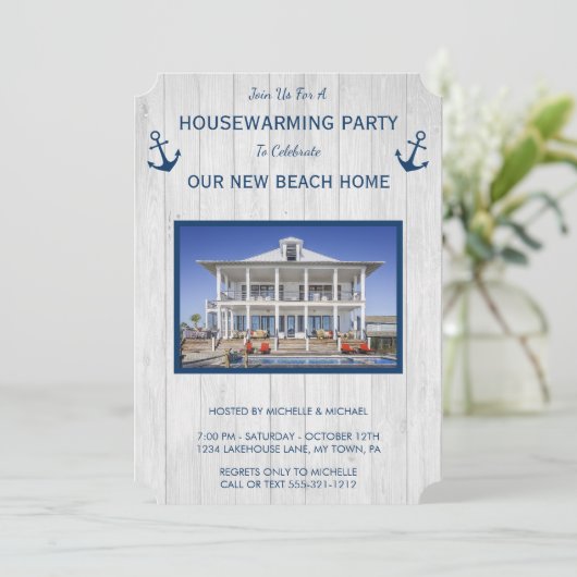 Beachhouse oder Lake House Einladung (Stehend Vorderseite)