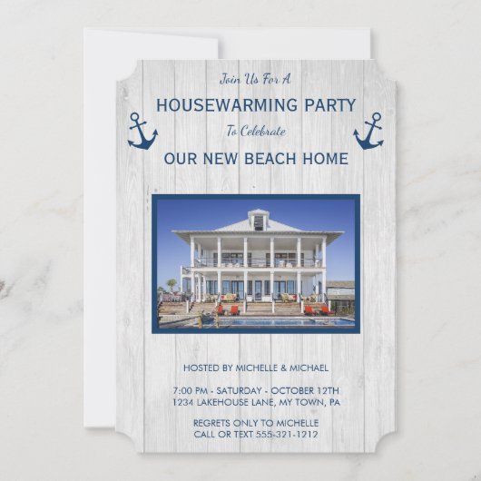 Beachhouse oder Lake House Einladung (Vorderseite)