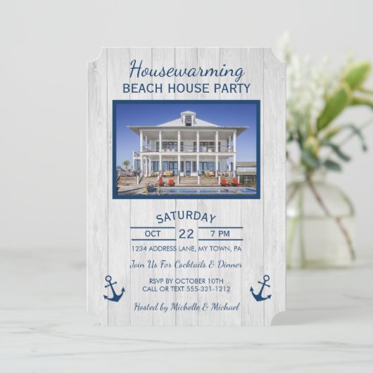 Beachhouse oder Lake House Einladung (Stehend Vorderseite)