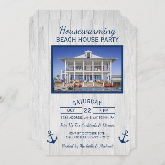 Beachhouse oder Lake House Einladung (Vorne/Hinten)