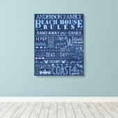Beachhouse reguliert Blue Custom Family Hütte Sign Leinwanddruck (Insitu (Holzboden))