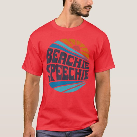 Beachie Speechie Speech Therapy Beach Retro Sommer T-Shirt (Vorderseite)