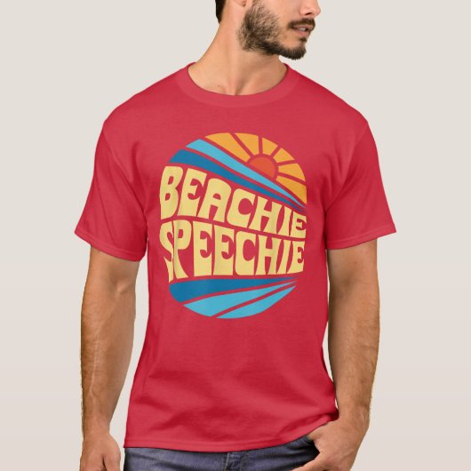 Beachie Speechie Speech Therapy Beach Retro Sommer T-Shirt (Vorderseite)