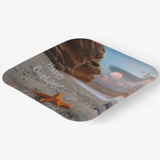 Beachlife Birthday Pappteller (Gewinkelt)