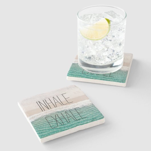 Beachmeditation Steinuntersetzer (Seitenansicht)