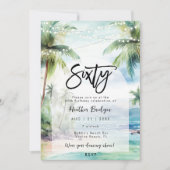 Beachpalmen 60. Geburtstagsparty Einladung (Vorderseite)