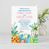 Beachpalmen Ananas Aquarellparty Einladung (Stehend Vorderseite)
