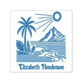 Beachpalmenbaumberg mit optionalem Namen Permastempel (Design)