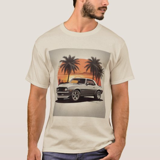 "Beachside Camaro Grey Shirt - Coastal Vintage Car (Vorderseite)