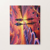 Beachside Romance Couple Sunset Walk By the Sea Puzzle (Vertikal)
