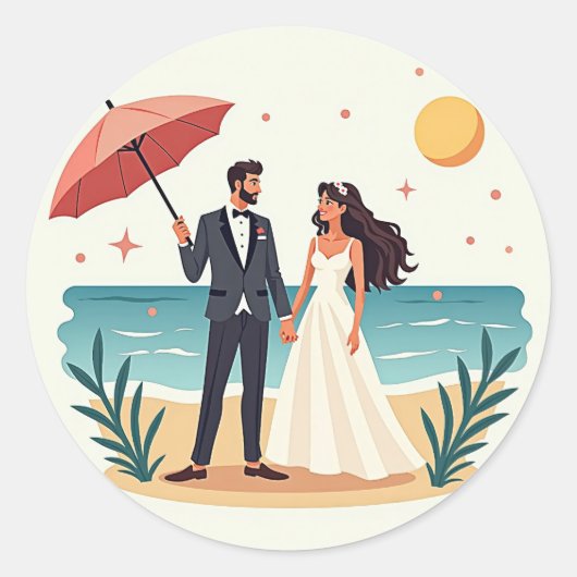 Beachside Romance Sticker (Vorderseite)