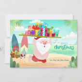 Beachside Santa Weihnachtskarte Feiertagskarte (Vorderseite)
