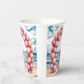 Beachside Teddy Bear Balloon Girl Baby Dusche Pappbecher (Links)
