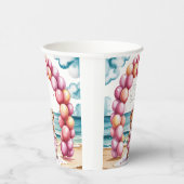 Beachside Teddy Bear Balloon Girl Baby Dusche Pappbecher (Rechts)