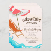 Beachstuhl Parasol Ruhestand Party Einladung (Vorne/Hinten)