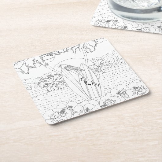 Beachsurfboards Erwachsene Farbpapier Untersetzer (angewinkelt)