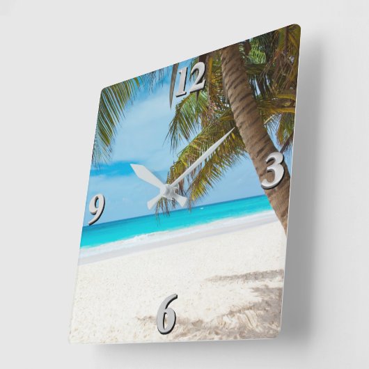 Beachszene 1 quadratische wanduhr (Winkel)