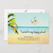 Beachszene Ich zog zu meinem glücklichen Platz neu Ankündigungspostkarte (Vorne/Hinten)