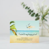 Beachszene Ich zog zu meinem glücklichen Platz neu Ankündigungspostkarte (Stehend Vorderseite)