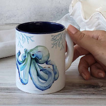 Beachte Kaffee Mugs Blue Octopus